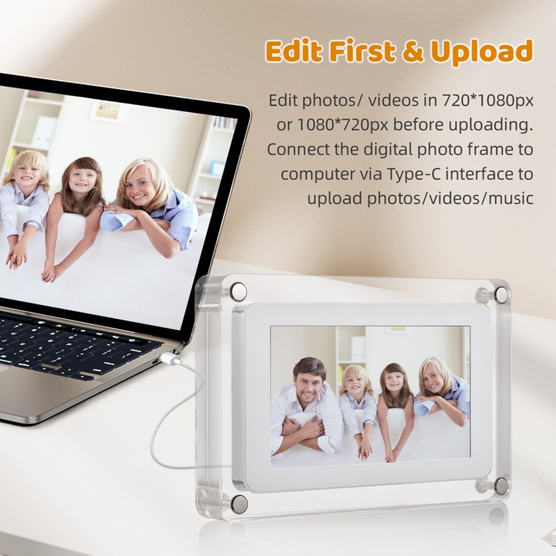 Acrylic Digital Photo Frame 8GB Memory Photo Music Video Display