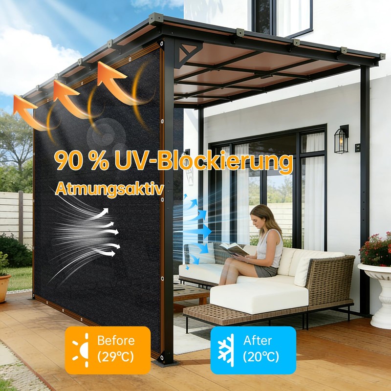 BCBIG Rectangular Sun Shade Sail for Balcony, Shade Net Greenhouse