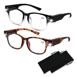 Reading Glasses with Lights Magnifying Glasses with Light Bright LED Readers with Lights Blue Light Blocking Magnifying Eyeglasses Lighted Reading Glasses for Women/Men Lighted Eye Glasses+350