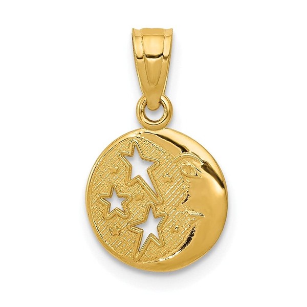 Diamond2Deal 14k Yellow Gold Moon and Stars Pendant (L- 20