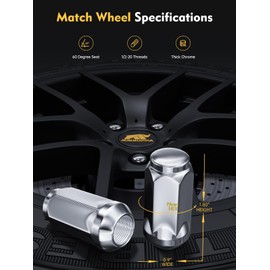 MIKKUPPA 1/2-20 Lug Nuts Replacement for 1987-2018 Jeep Wrangler, 1993-2010 Jeep Grand Cherokee, 1991-2020 Ford Explorer - 20pcs Aftermarket Wheel Chrome Closed End Lug Nut