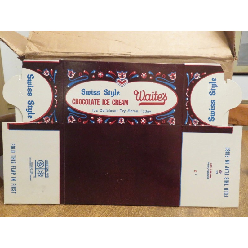 WAITE'S SWISS STYLE CHOCOLATE ICE CREAM CONTAINER--Bea