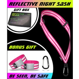Reflective SASH with 2 Reflective Arm Bands/Reflective Wristbands > Ultralight, Simple & Practical Reflective Gear for Your Visibility & Safety Night & Day for Dog Walking > for Women, Men, Kids