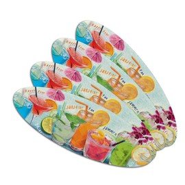 Mixed Drinks Sunshine Summer Fun Happy Hour Tropical Beach Vacation Double-Sided Oval Nail File Emery Board Set 4 Pack