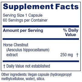 Vitanica Horse Chestnut, Promotes Vein and Capillary Strength & Circulation, Vegan/Vegetarian, 60 Capsules