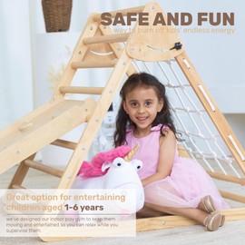 WEDANTA Foldable Climbing Toys Toddlers 4 in 1 - Pikler Triangle Climber Ramp Arch - Wooden Toddler Set 3 in 1 - Montessori Set - Pickler 3 Piece Gym for Kid