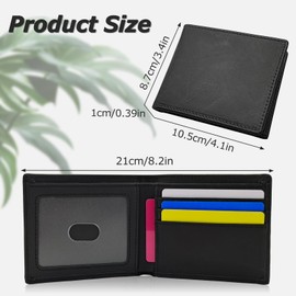 WisePoint Bifold Wallets for Men, RFID Blocking Wallet, PU Leather Wallets for Men, Minimalist Wallet, Lightweight Men's Wallet, Men's Slim Wallet for Work, Shopping, black, Minimalist