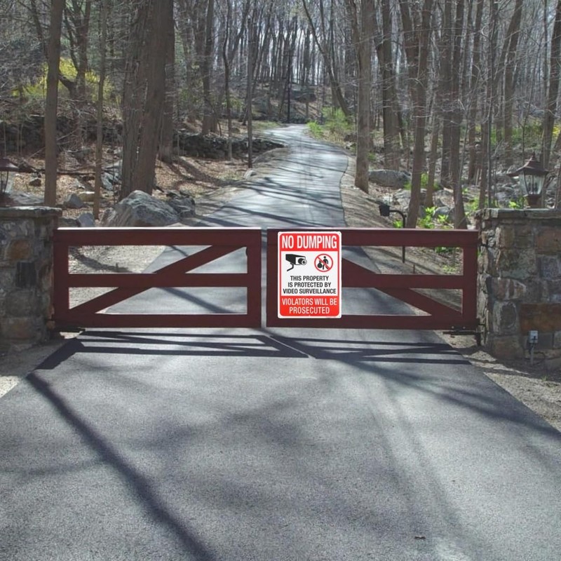 2 Pack No Dumping Property Protected By Video Surveillance Sign,