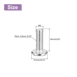 uxcell M5x16mm Flat Round Head Phillips Head Screws, 20Pcs 304 Stainless Steel Phillips Drive Machine Screw, Full Thread, Bright Finish, Furniture Screw Connection Bolt Screw