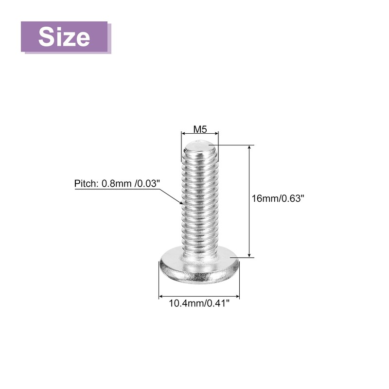uxcell M5x16mm Flat Round Head Phillips Head Screws, 20Pcs 304