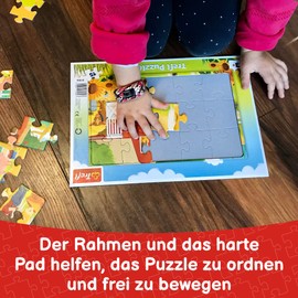 Trefl 31414 Toddler Frame Puzzle, 15 Large Pieces, Frame and Fixed Mat, with Fairy Tale Figures Babies, Farm, Animals, for Children from 2 Years, Puzzle, Babies and The Bear, Cute Babies