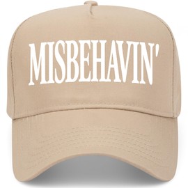 Misbehavin' Vintage Trucker Hat | Premium Snapback Baseball Hat for Men & Women (US, Alpha, One Size, Khaki)