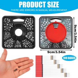 199Pcs Split Shot Fishing Weights, Fishing Shot Weights Set with Floats, Durable Split Shot & Weights for River, Lake and Deep Sea Fishing