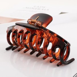 Big Hair Claw Clips 4.33 Inch Nonslip Large Claw Clip for Women Thin Hair, 90's Strong Hold Hair Clips for Thick Hair - Brown Rectangle