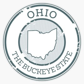 HOF Trading Ohio - The Buckeye State (Stamp) Vinyl Sticker Waterproof Decal Laptop Wall Window Bumper Sticker 5 in(HOF-VETERAN-STICKERS-417)