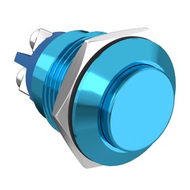 STARELO 16MM 5/8" Momentary Push Button Switch High Round 250V AC 5A 12V 36V DC 2A 1NO SPST Waterproof Aluminum Shell(Blue).