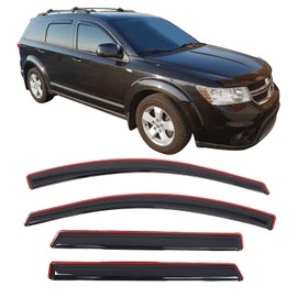 IKON MOTORSPORTS in Channel Window Visors Compatible with 2009-2020 Dodge Journey, Acrylic Smoke/Tinted Rain Guards, Side Window Wind Deflectors 4PCS