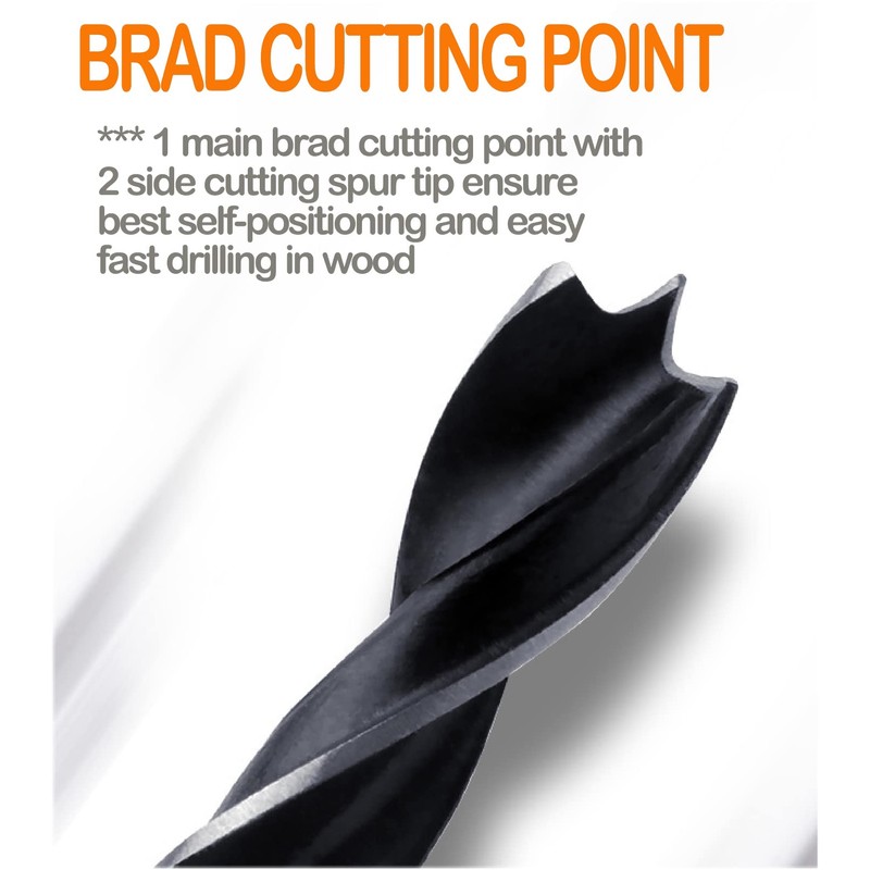 Wood Brad Point Drill Bit Set 1/2 in. 10Pcs Spur