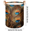 Peacock Large Round Laundry Basket Collapsible Laundry Hamper with Leather