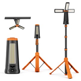 SKYFIRE Rechargeable Camping Light, 5500 Lumens LED Work Light with Detachable Tripod, 10000mAh Battery Powered, Solar Magnetic Waterproof Outdoor Light for Camping, Emergency, Construction Site