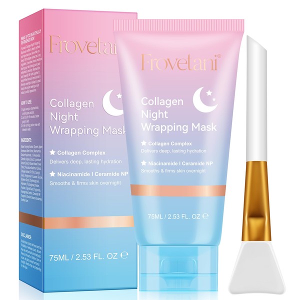 Frovetani Collagen Night Wrapping Mask, Overnight Peel Off Hydrolyzed Collagen