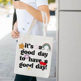 NATSUNO Inspirational Gifts Canvas Tote Bag, Inspirational Motivational Gifts for Women, Retro It's a Good Day to Have a Good Day Canvas Tote Bag for Women, Reusable Grocery Bags Shopping Bags