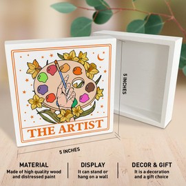 Artist Painter Gifts, Gifts for Artist Art Teacher Painter Women Men, Artist Painter Wooden Box Sign Decor, Artist Wood Box Sign Decorations for Home Office Art Studio Room, The Artist