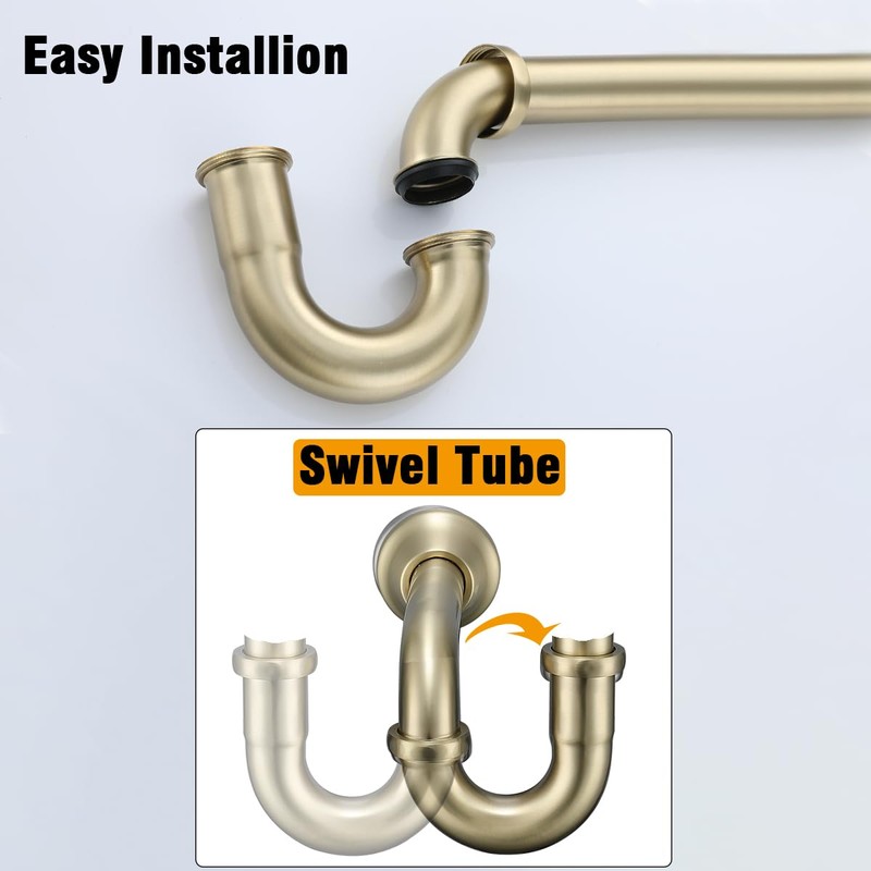 RANDOM Brass P Trap Bathroom Sink U-Shape 1-1/4 inch Sink