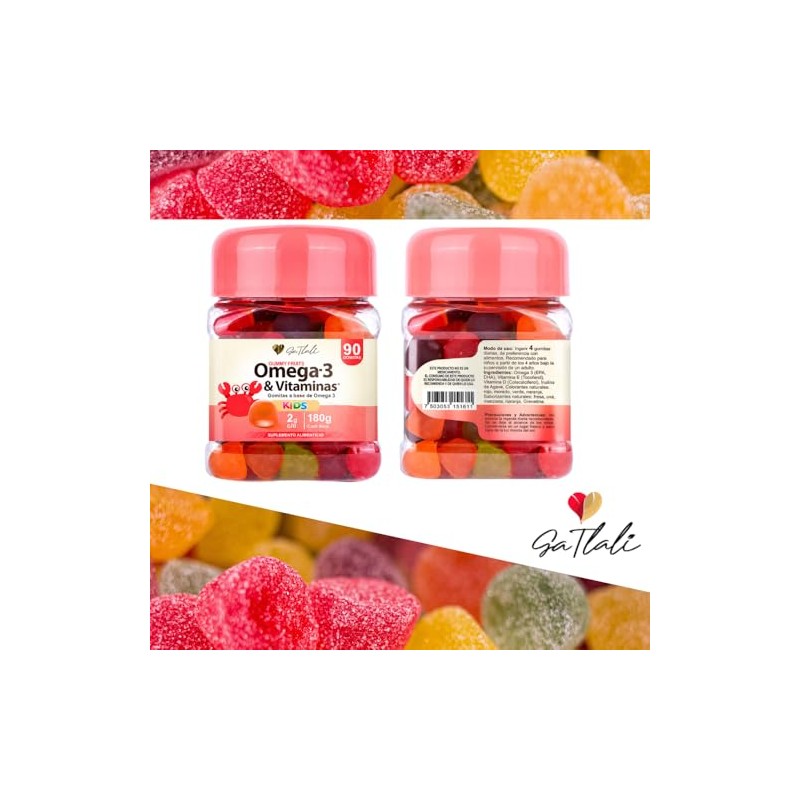 Omega Niños Gomitas Suplemento Vitaminas Aporte Acidos Grasos Epa Dha