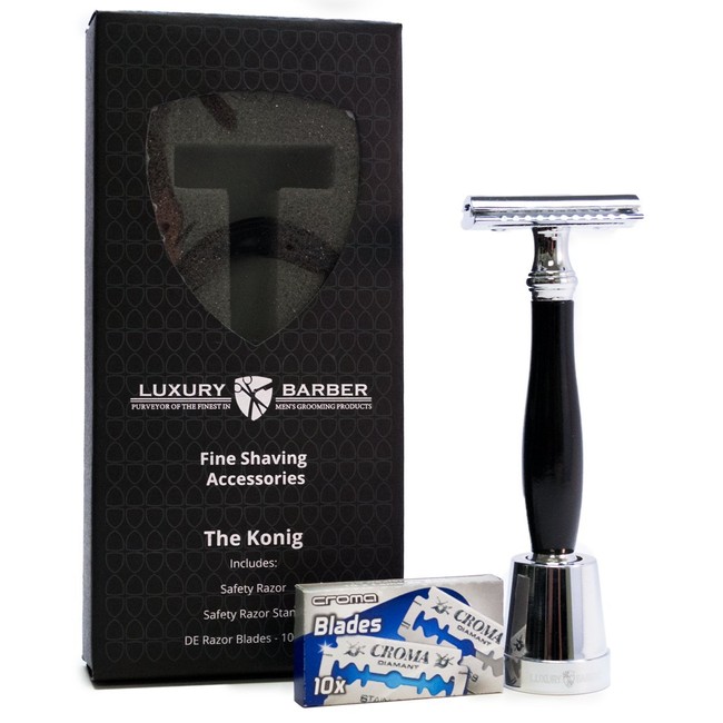 The Konig Double Edge safty Razor Razor by Luxury Barber Best Wet Shaving Starter kit Gift Set for Men