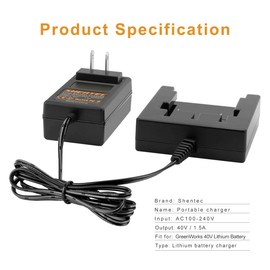 Shentec 40V Li-ion Charger 29482 Compatible with GreenWorks 29462 29472 Slide-in Style Battery for GreenWorks 40V G-MAX Tools 29252 20202 22262 (Not for Ni-MH/Ni-Cd Battery)
