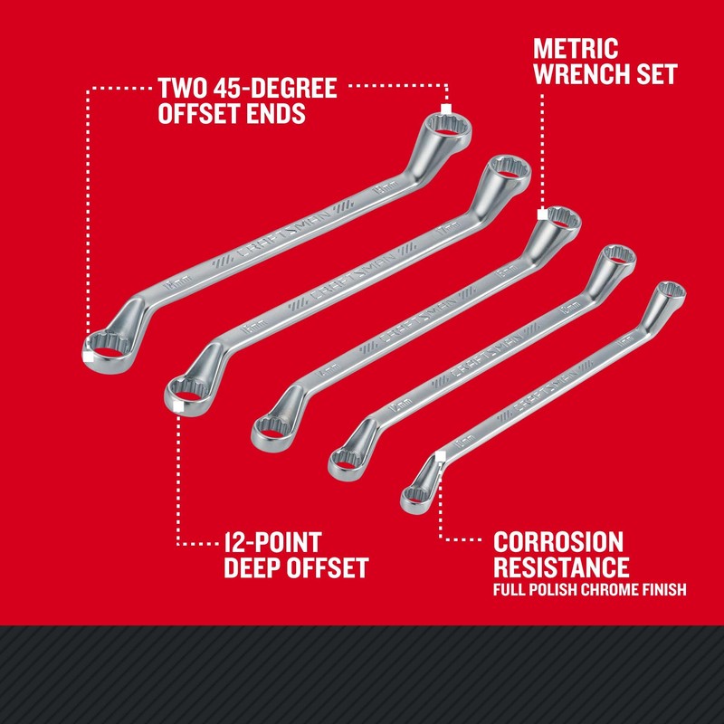 CRAFTSMAN Offset Box End Wrench Set, MM, 5 Piece (CMMT44350)