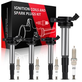 SCITOO UF596 4 ignition coils with 4 iridium Spark Plugs Fit for Toyota for Lexus for Scion Prius V Plug-In Corolla Matrix CT200H XD IM 2009-2016 2017 1.8L L4 UF-596 UF-619 90919-02252
