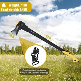 ZEUSTR 36" Chopping Axe Hatchet with Nylon Shock-Absorbing Handle, Camping Axe for Logs, Wood Axe