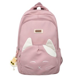 Elegant Panda Aesthetic Backpack for Teens and Adults. Cute Cat Face Daypack Large Big Capacity Backpack with Accessories. (Pink)