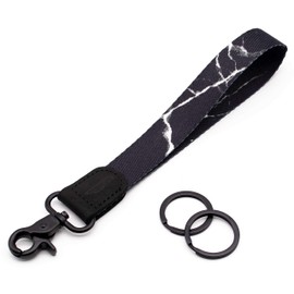 POCKT Lanyard for Keys Wristlet Strap Key Chain Holder for Men and Women - Cool Hand Wrist Lanyards for Keys and Wallets, Black Marble, 8x0,8" with clasp