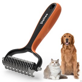 STALTWO - cepillo para polvo para perro Deshedding para derramar, rastrillo profesional 2 en 1 para perros | Control de desprendimiento para perros y gatos de pelo largo, herramienta de deshedding