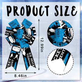 Hying 2 Pieces Curling Sport Bows for Wreath, Sports Hockey Wreath Bow Black Blue Burlap Bows Winter Sports Rolls Ball Craft Bows Ornaments for Front Door Team Celebration Party Decoration Supplies