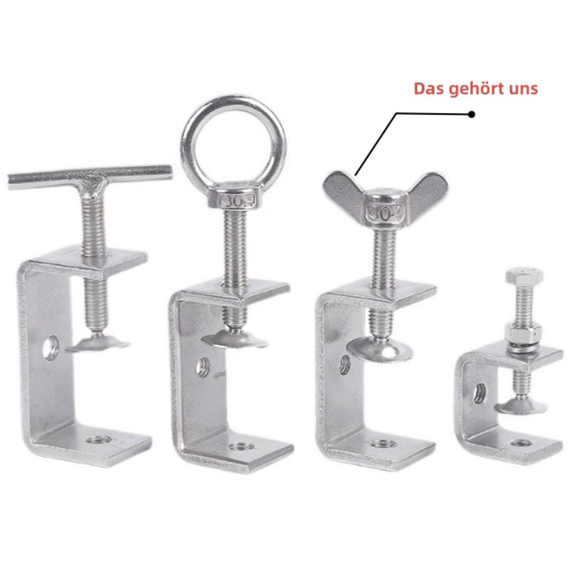 NIUDYP Pack of 2 C-Clamp Stainless Steel Round Handle 120