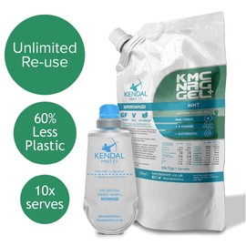 KMC NRG Gel+: Caffeine Energy Gel Refill Pouch – Mint Flavour | 27g Carbs, Electrolytes, B Vitamins, Vegan & Gluten Free (10x70g Serves)