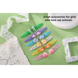 AACKS Hair Clip, Sea Animals Hair Accessories for Kids Teens, Dolphin Crab Sea Horse Octopus Hair Barrettes and Pins, 12 Count