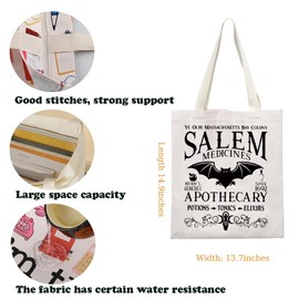 Salem Witch Movie Merchandise Tote Bag Herbalist Witch Bat Gift Salem 1962 Gift Salem Medicines Apothecary Shoulder Bag For Fans (Salem Tote)