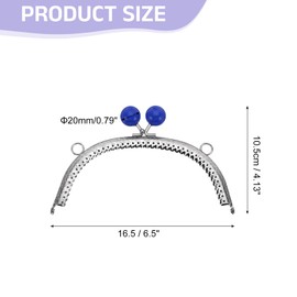 sourcing map Metal Purse Frame, 16.5cm/6.5" Beads Silver Kiss Lock Clasp Arch Embossing Bag Frames for Purse Making Clutch Bag Coin Purse, Dark Blue