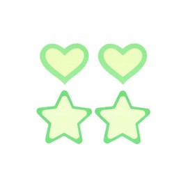 Peekaboo Pasties Glow in The Dark Hearts and Stars Green One Size