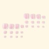 Pink Press on Toes Nails French Tip Fake Toenails Short