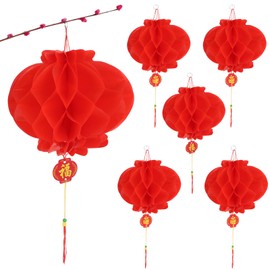 Pack of 10 24 cm / 9 Inch Chinese Lanterns Red Hanging Lanterns Red Foldable Waterproof Red Paper Lanterns Paper Lamps for Chinese New Year Spring Festival Party Celebration Decoration