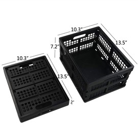 Utiao 1 Pack 15L Small Collapsible Milk Crates, Plastic Folding Storage Basket, Stackable Cotainer Bin, Black