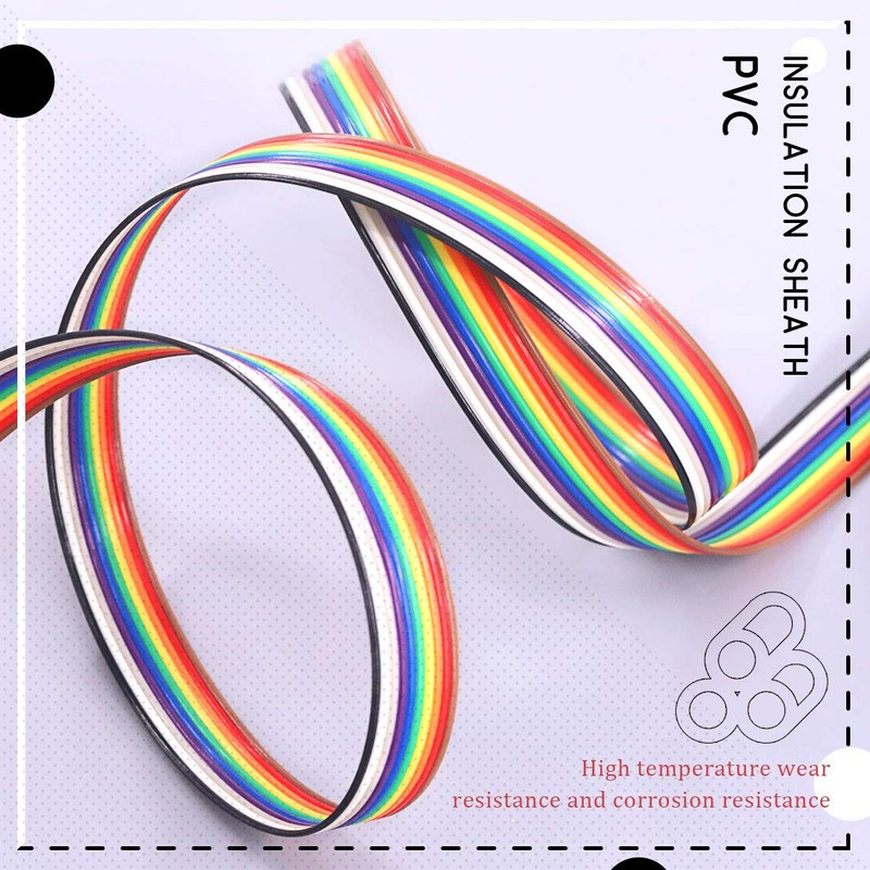 Hilitchi IDC Rainbow Color Flat Ribbon Cable-10 wire (15ft)