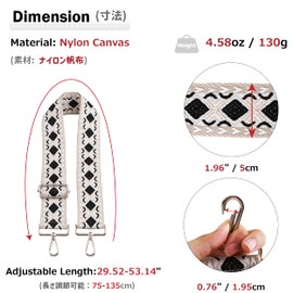 Azarxis Wide Purse Crossbody Strap, Replacement Handbag Shoulder Belt Adjustable Stripe Long Canvas Bag Accessories Strap (#02 Green Rhombus - 2" Width)