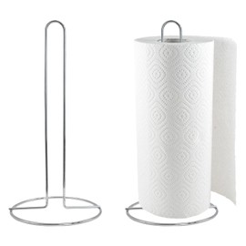 2 Pcs Kitchen Roll Holder, Sliver Paper Towel Stand,Tissue Pole Holder,for Standard and Large Sized Rolls,13 x 27 cm/5.12 x 10.63 inch